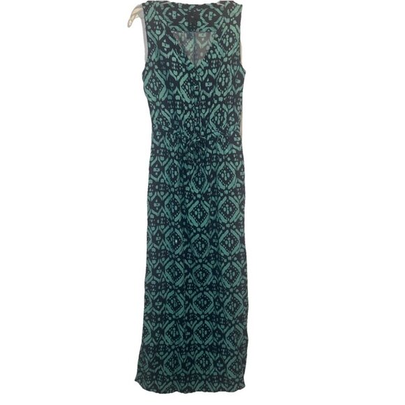 Gap GREEN & BLUE Patterned Sleeveless Button Front Elastic Waist Maxi Dress XS - Picture 1 of 8